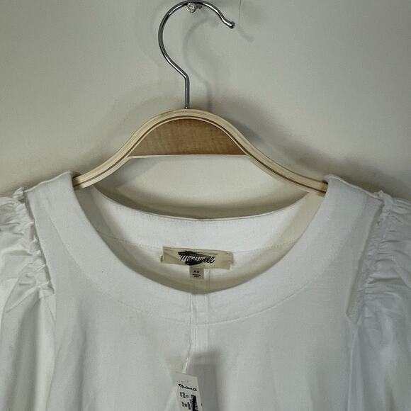 Madewell Puff-Sleeve Tee Eyelet White Medium XS NT331 Minimalist Casual Capsule - Picture 5 of 8